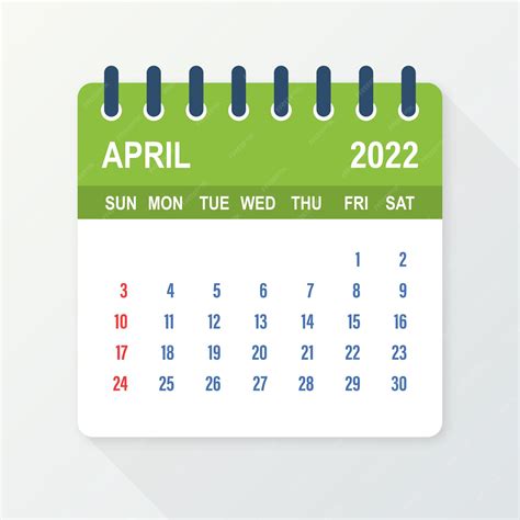 Premium Vector April 2022 Calendar Leaf Calendar 2022 In Flat Style