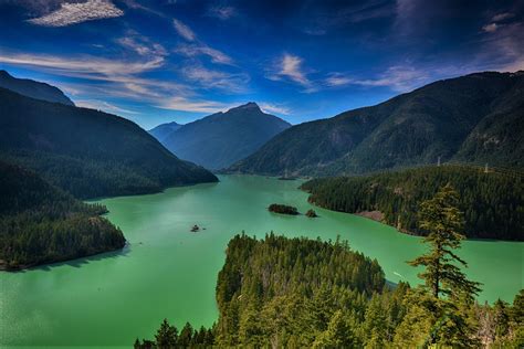 Green Forest And Turquoise Lake Hd Wallpaper Background