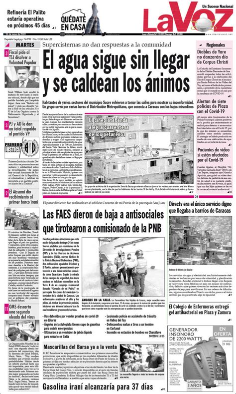 Newspaper Diario La Voz Venezuela Newspapers In Venezuela Tuesdays