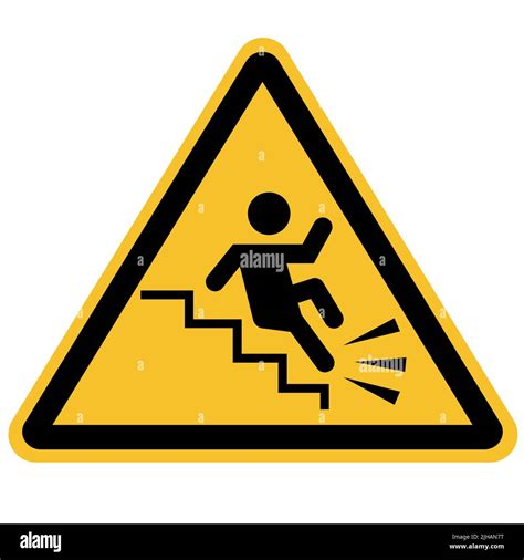 Se Al De Advertencia De Ca Da De Las Escaleras Sobre Fondo Blanco