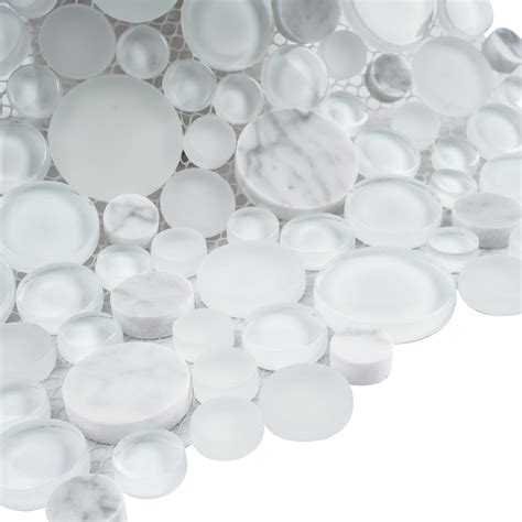 Multilemulti Tile White Glass And Carrara Bubble Mosaic Tile Wholesale