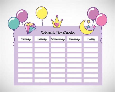 School Timetable With Cute Fantasy Universe In 2020 School Timetable