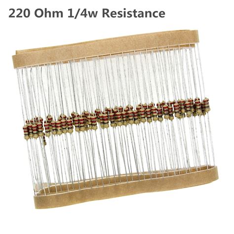 220 Ohm 14w Metal Film Resistor Watt 025w 5 220ohm 100pcslot In