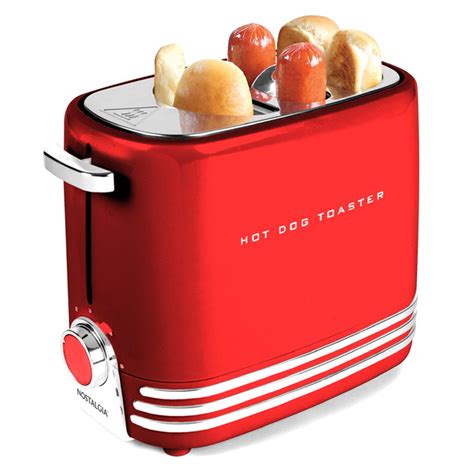 Nostalgia 2 Slot Hot Dog And Bun Toaster With Mini Tongs Hot Dog