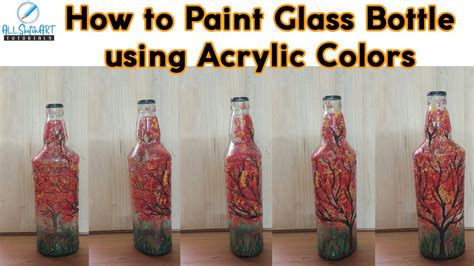 How To Paint Glass Bottle Using Acrylic Color Step By Step For Beginners Youtube