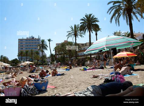 People On Figueretas Beach In Ibiza Spain Stock Photo Alamy