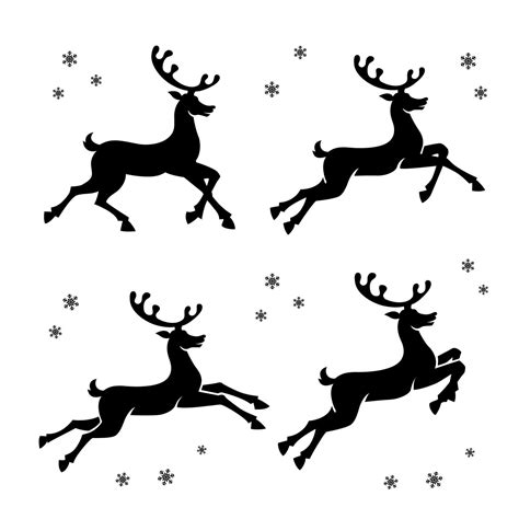 Reindeer Silhouettes Vector Stickers Running Deers Vector