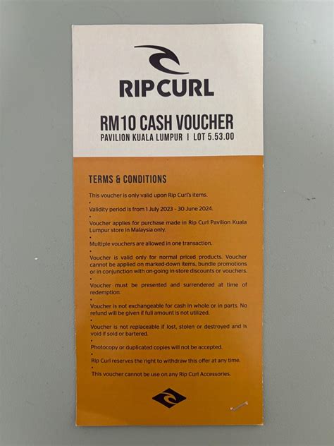 Rip Curl Voucher Rm100 Tickets And Vouchers Vouchers On Carousell