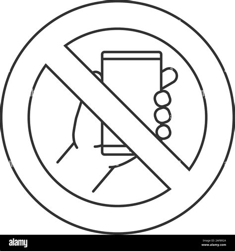 Forbidden Sign With Mobile Phone Linear Icon No Smartphone Prohibition