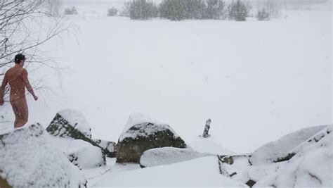 Naked People In Winter Footage Stock Clips