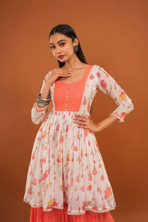 Buy Peach Sharara Set For Women From NUD