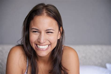 Good Morning Sunshine A Beautiful Young Woman With A Big Smile Sitting