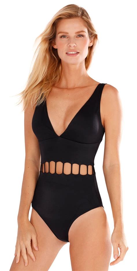 This Ultra Sexy Black One Piece By Peixoto Features A Plunging V Neck With Removable Cups And A