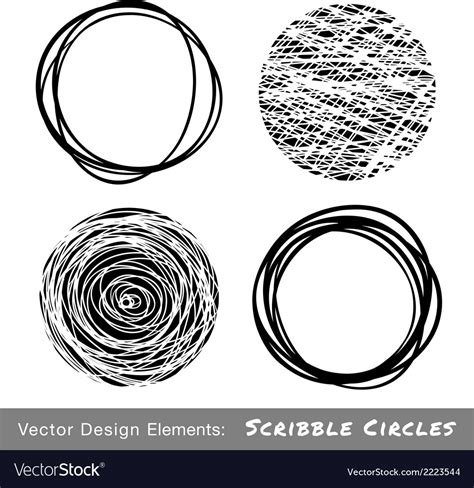 Set Hand Drawn Scribble Circles Royalty Free Vector Image