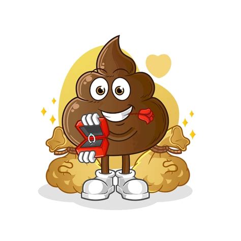 Premium Vector The Poop Propose With Ring Cartoon Mascot