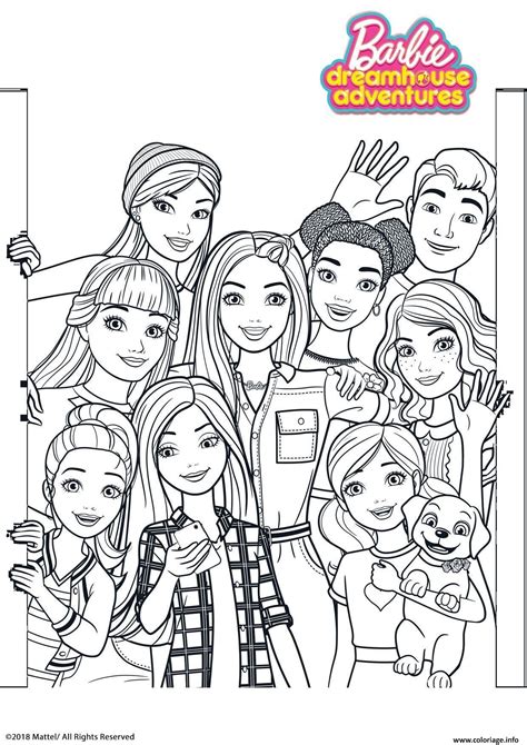 Coloriage Barbie Dreamhouse Adventure Tous les amis de Barbie
