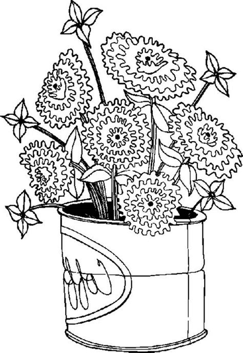 Downloads are subject to this site's term of use. Spring Flower Bloom In Big Can Coloring Page : Color Luna