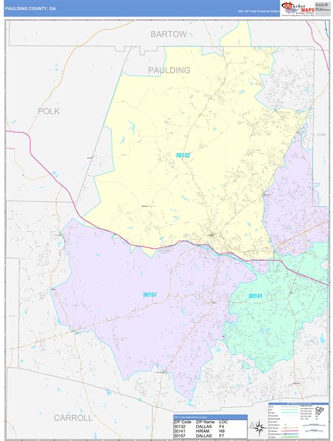 Paulding County Ga Wall Map Color Cast Style By Marketmaps