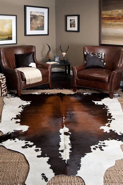 Cowhide Rug Living Room Ideas For The Home Cow Hide Rug Masculine