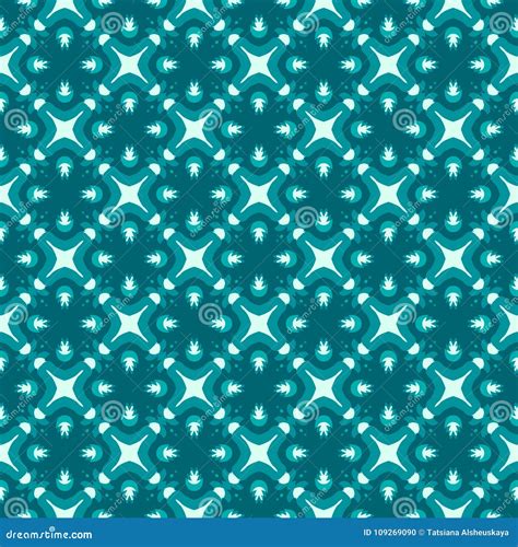 Vector Seamless Turquoise Floral Pattern Stock Vector Illustration Of