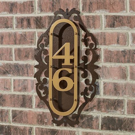 Laroyal Gold Vertical House Number Address Plaque