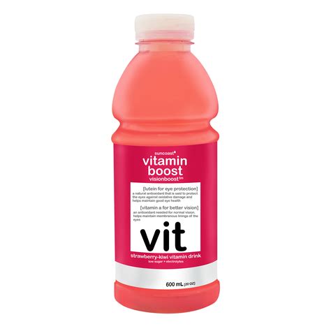 Vitamin Boost 600ml Visionboost Strawberry Kiwi Vitamin Drink Pack Of