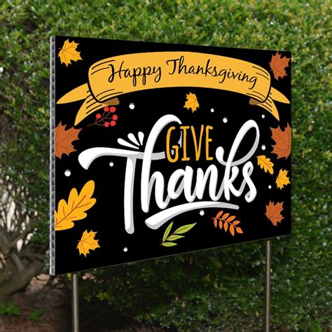 Happy Thanksgiving Give Thanks Yard Sign With Metal Stakes Etsy