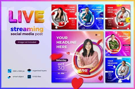 Live Streaming Banner Social Media Post Template By Diq™ Drmwn