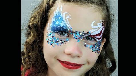 Patriotic Face Paint Design With Chunky Glitter Usa Flag Youtube