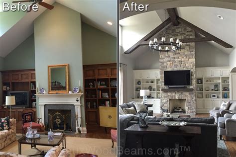 Was the ceiling always that high? Living Room Design Pictures | Ceiling Beams Add Cozy Style | Vaulted ceiling living room, Beams ...