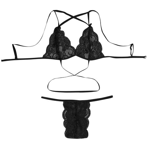 Dorkasm Women Sexy Lingerie Set 2 Piece Lace Bra And Panty Set Black M