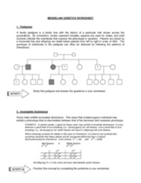Pedigrees practice answer key title pedigrees practice subject this worksheet looks at pedigrees in families with albinism track the alleles as they. MENDELIAN GENETICS WORKSHEET - MENDELIAN GENETICS ...
