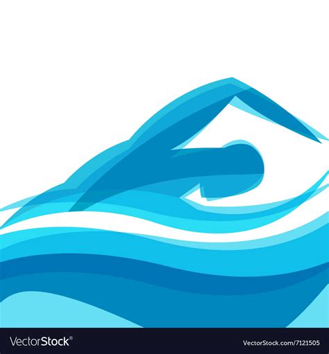 Background With Abstract Stylized Swimming Man Vector Image