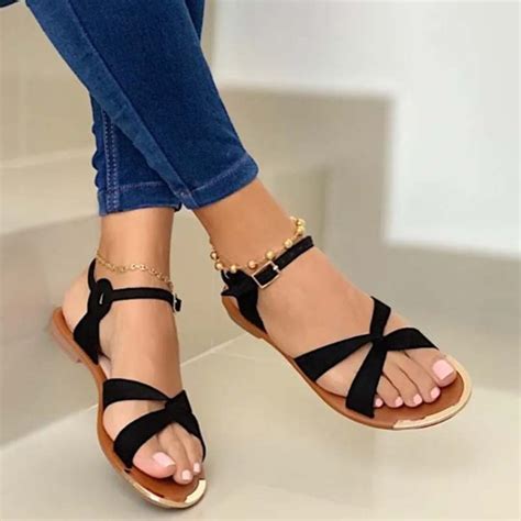 Holiday Flat Heel Leather Sandals Noracora