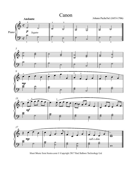 Pachelbel Canon In D Sheet Music For Piano In 2021