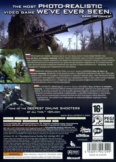 Call Of Duty 4 Modern Warfare 2007 Xbox 360 Box Cover Art Mobygames