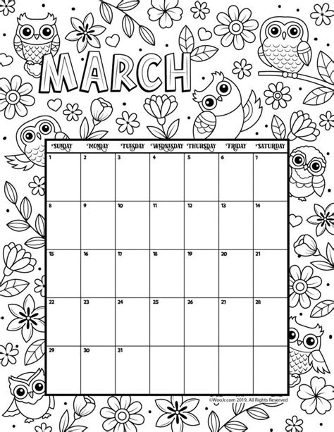 Printable Coloring Calendar For 2022 And 2021 Woo Jr Kids