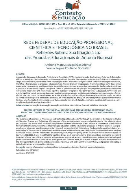 pdf rede federal de educação profissional científica e tecnológica no brasil reflexões sobre