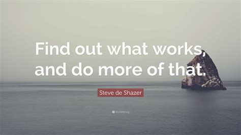 Steve De Shazer Quote “find Out What Works And Do More Of That”