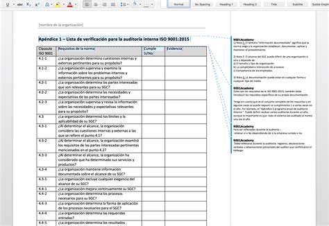 Iso 90012015 Audit Checklist Xls Afteropl