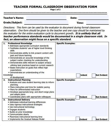 * this is just another format for you to check out! Teacher Observation Form Template (With images) | Teacher ...
