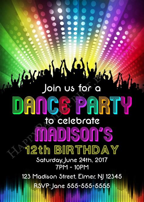 Dance Party Invitation Disco Party Invitation Disco Dance Etsy