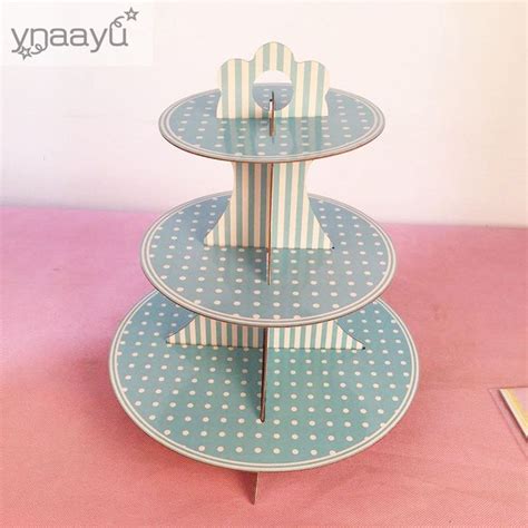 Ynaayu 1pcs 3 Tier Cupcake Stand Paperboard Cake Stand Diy