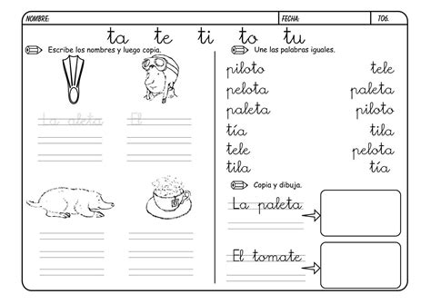 Lectoescritura Letra T Fichas Escritura Infantil