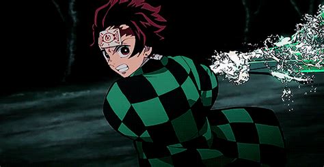 An Anime Character In Green And Black Checkered Outfit With Water