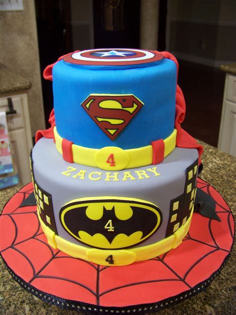 Superhero Cake Spiderman Batman Superman And Captain America