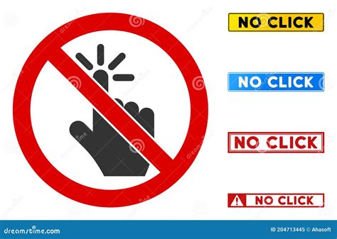 Flat Vector No Click Sign With Messages In Rectangle Frames Stock