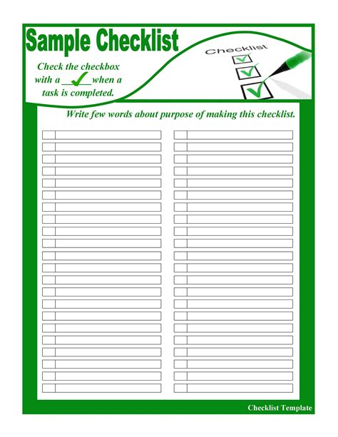 Printable To Do List Checklist Templates Excel Word PDF