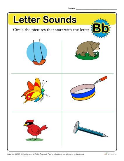 Letter Sounds B Preschool Letter Worksheet