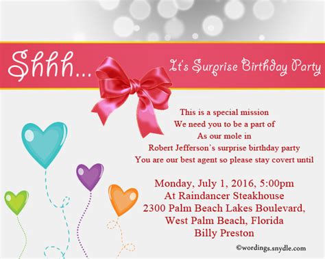 Surprise Birthday Party Invitation Wording Wordings And Messages